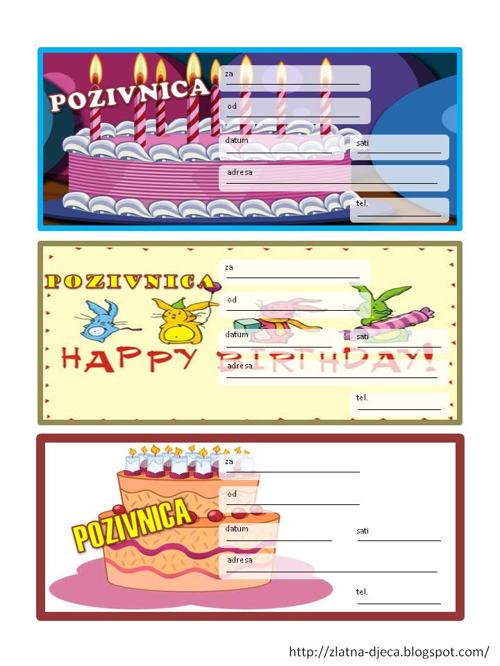 pozivnice za rođendan za printanje u boji Zlatna djeca: Rođendanske pozivnice pozivnice za rođendan za printanje u boji