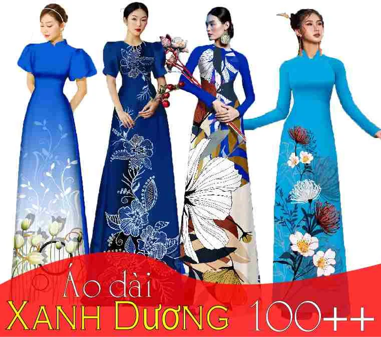 100++ vải áo dài màu xanh Biển xanh Dương đẹp người mệnh KIM & THỦY
