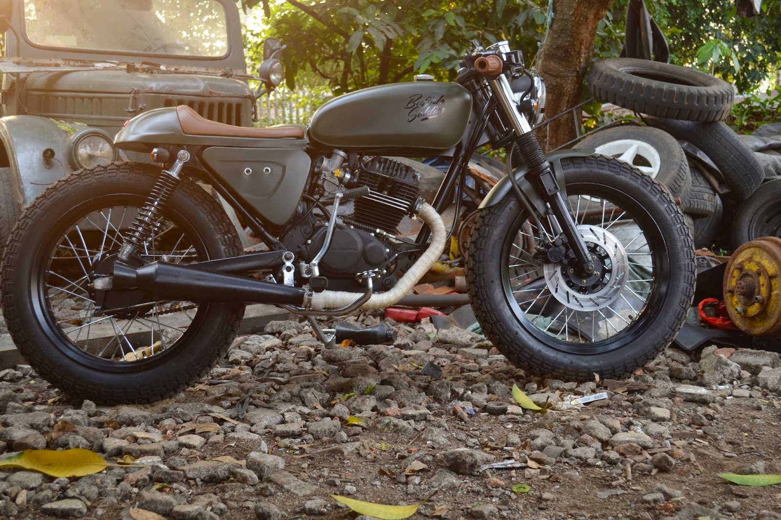 HONDA GL 100 1994 CAFE RACER BUFFALO SOLDIER MATARAM NTB