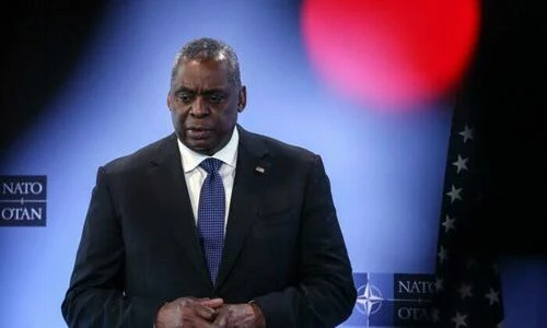 Defense Secretary Lloyd Austin at a meeting at the NATO headquarters in Brussels, on June 16, 2022. (Valeria Mongelli/AFP via Getty Images)