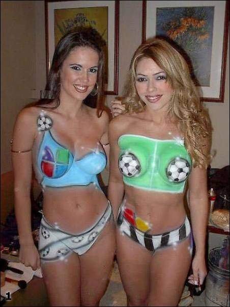 Soccer Art body painting of football supporters