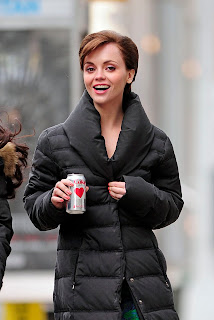 Christina Ricci sporting new hair cut at Pan Am set in NY