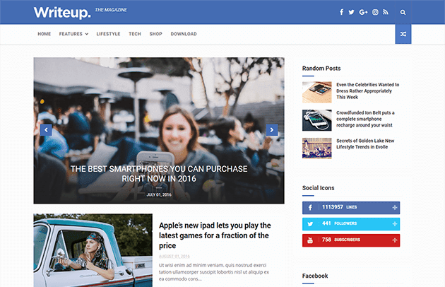 WriteUp - Blog, News & Magazine Blogger Template