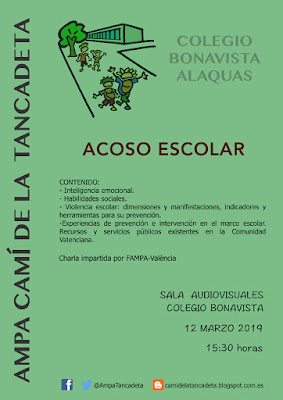 cartel charla acoso escolar ampa colegio bonavista alaquas