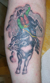 Bull Rider Tattoo Design on Leg