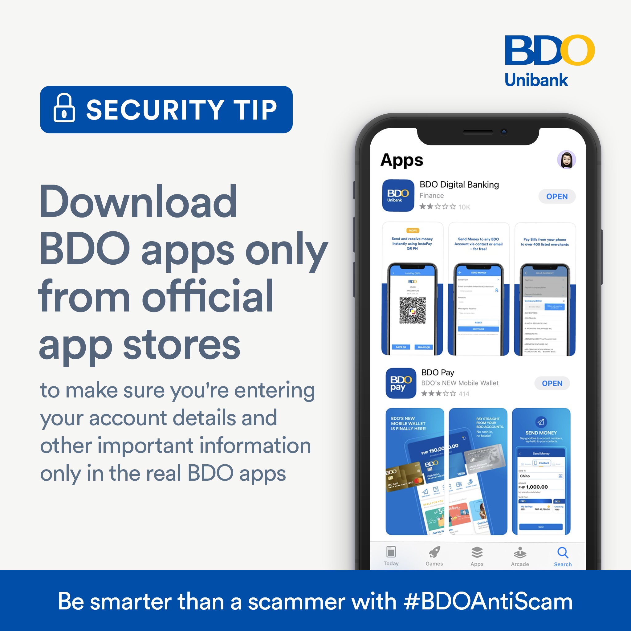 BDO reminds clients to download its mobile apps only from official app stores.