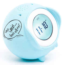 alarm clock, blue, with Wait Wait Don't Tell Me on the side