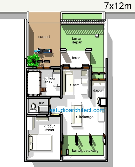 Gambar Desain Rumah Ukuran 7x12 Meter Contoh Sur