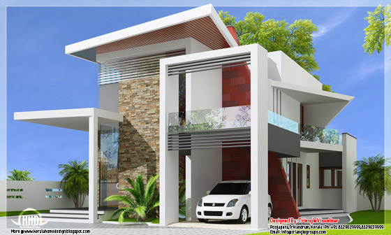 Luxurious trendy house side elevation