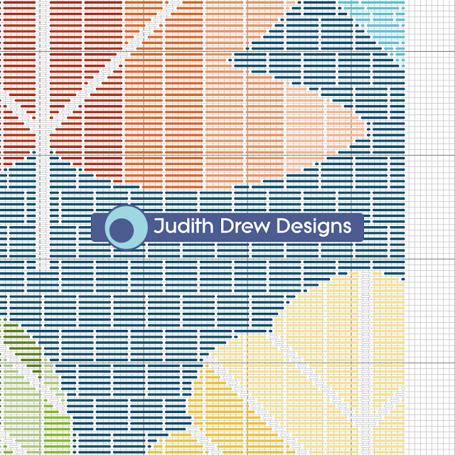 Judith Drew Designs close up of a section of Exotic Leaves stitch pattern chart.