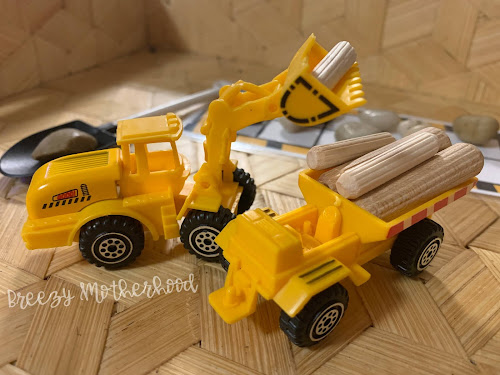 Preschool imaginative construction truck activities