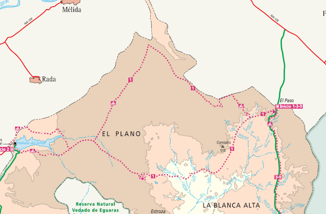 Mapa de El Plano, en Bardenas Reales