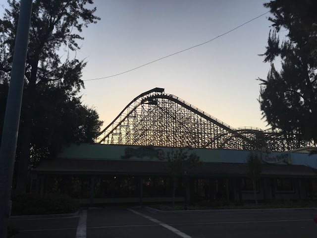 GhostRider Train Enters First Drop Wooden Roller Coaster Knotts Berry Farm