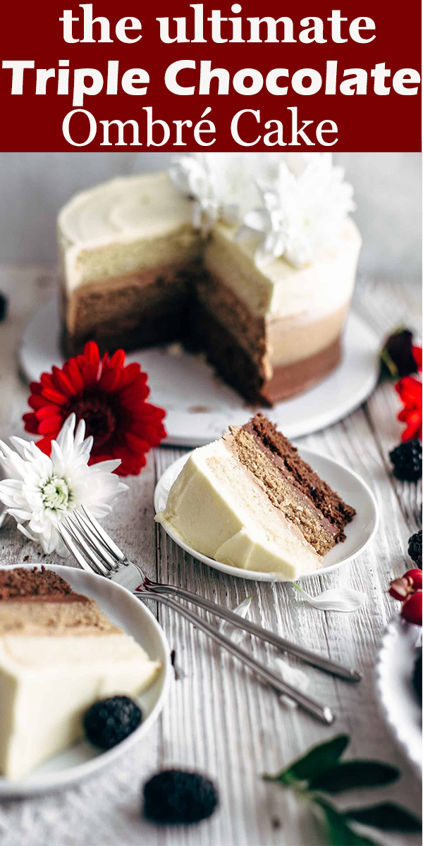 Triple Chocolate Ombré Cake #Triple #Chocolate #Ombré #Cake #TripleChocolateOmbréCake