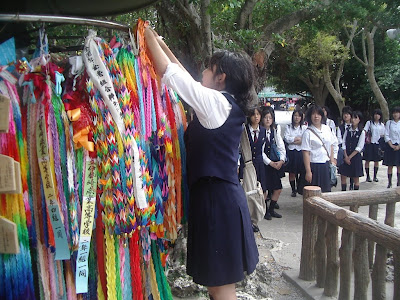 Himeyuri 1000 paper cranes as a memorial to the high school girls forced to