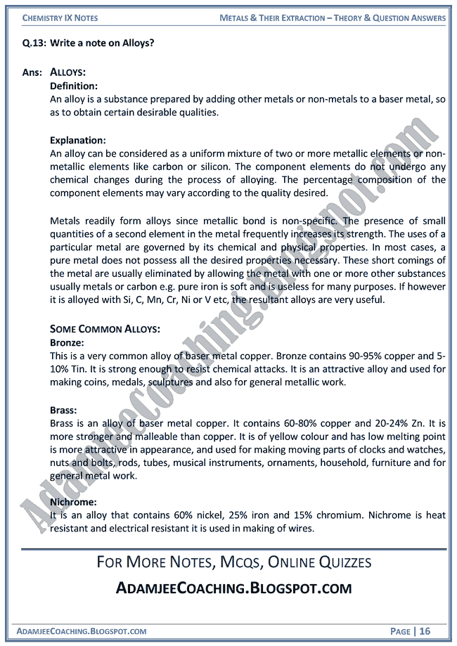 metals-and-their-extraction-theory-notes-and-question-answers-chemistry-ix