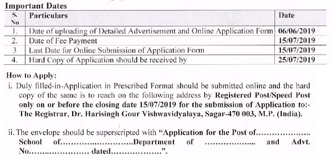  Professor   (Law) at Dr. Harisingh Gour University, Sagar University - last date 15/07/2019