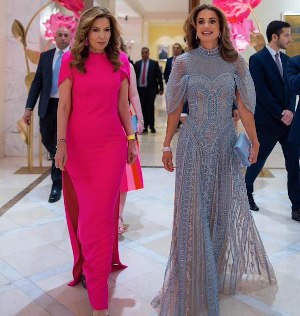Queen Rania wore an embellished custom gown from Spring Summer 2023 couture collection of Elie Saab
