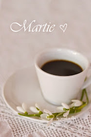 foto poza imagine ceasca cu cafea ghiocei dantela si martie love