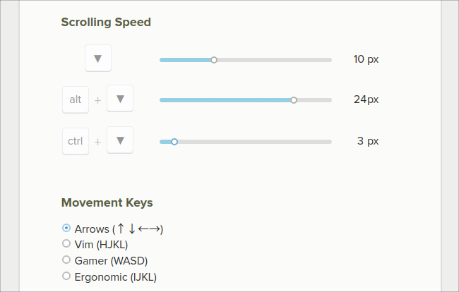 Smooth Key Scroll Chrome拡張 オプション