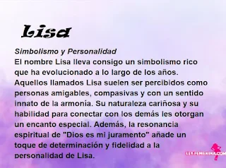 ▷ Significado del nombre Lisa