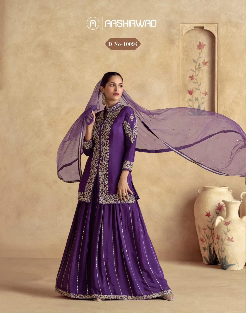 Chakori Aashirwad Creation Chinon Silk With Work Readymade Suits