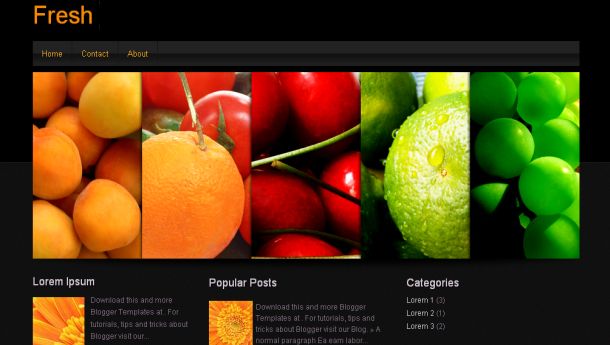 Black Fruits Cooking Blogger Template