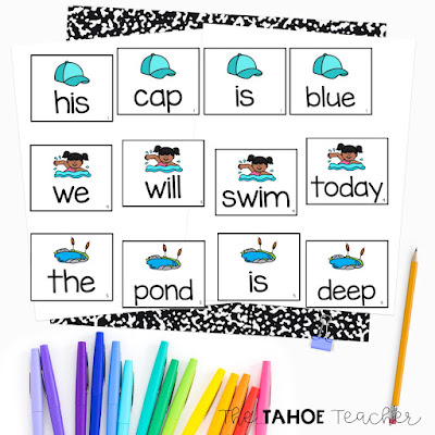 Narrative writing centers for word order for beginning writers
