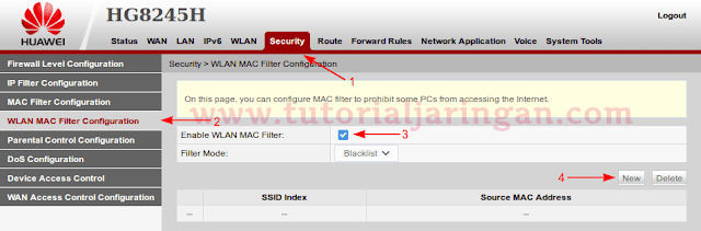 Cara Blokir MAC Address Client di Modem ONT Huawei HG8245A