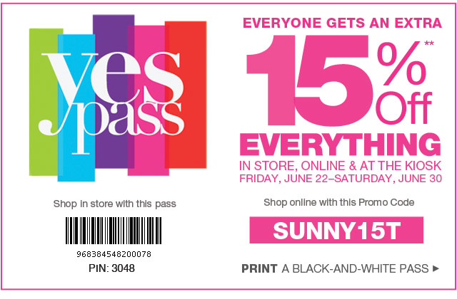 Kohl's Yes Pass: Save 15% off June 22 - 30, 2012