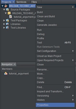 Mengakses Properties pada Project Netbeans