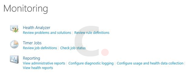 Sharepoint Central Administration - Monitoring