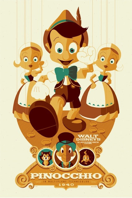 Mondo x Sideshow Collectibles Disney Classic Cartoon Series - Pinocchio Screen Print by Tom Whalen