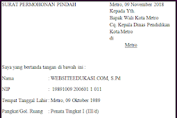 Surat Permohonan Pindah Mengajar Terbaru 2018