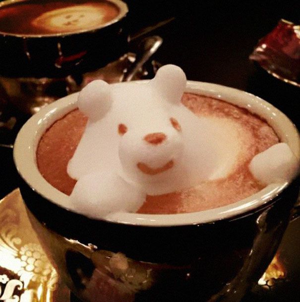 amazing, incredible, 3d art, coffee art, coffee foam art, japanese artist, kazuki yamamoto, cute art, 