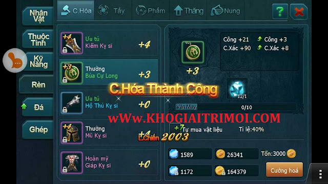 Chia sẻ cách cường hóa trang bị lên +7 trong game Holy War