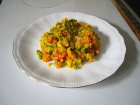 Paella de quinoa con verduras.