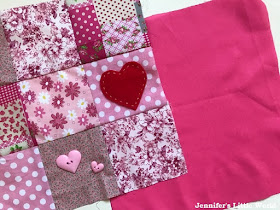 Simple heart themed patchwork cushion sewing project