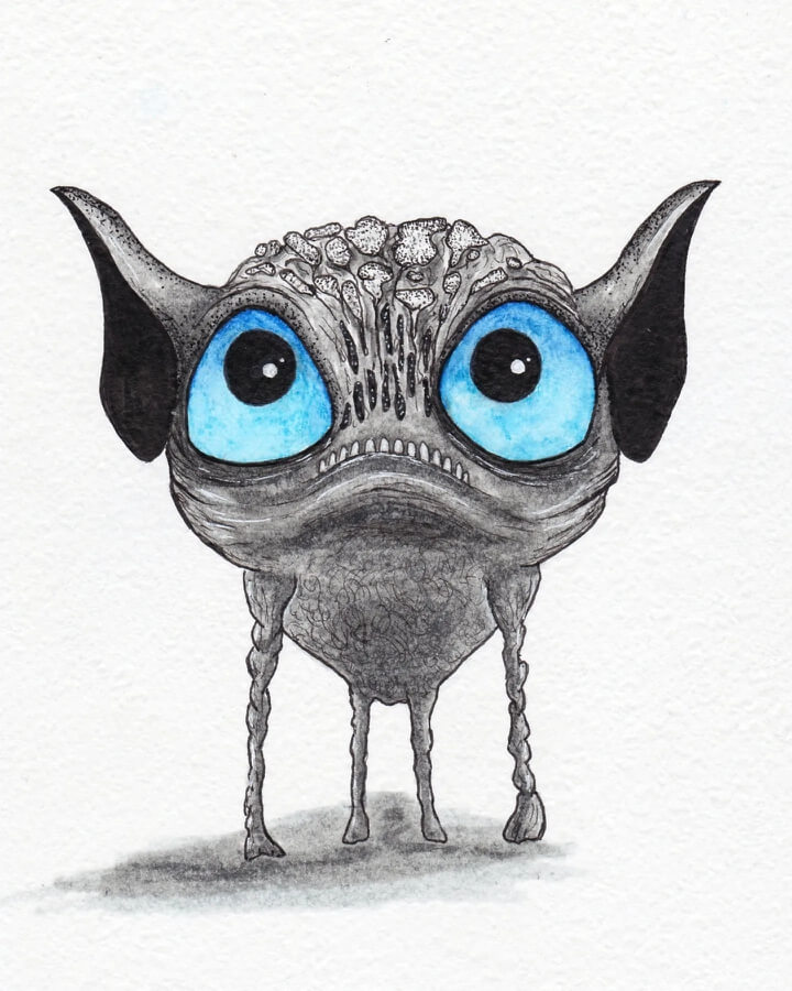 11-The-blue-eyed-being-Creature-Drawings-Elena-www-designstack-co