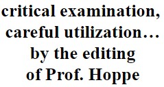 critical examination, careful utilization… by the editing of Prof. Hoppe