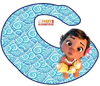 Alfabeto de Moana Bebé sobre el Agua. Moana Baby Alphabet.