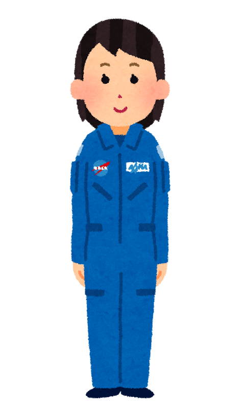 無料イラスト かわいいフリー素材集 ブルースーツを着た宇宙飛行士のイラスト 女性