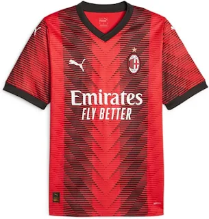 PUMA Men's AC Milan Home Jersey 23/24 (as1, Alpha, s, Regular, Regular) Red/Black