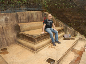 Sigiriya summit, King sitting on Throne carved out of granite, garden bench, Anunakis Aliens, admiring scenery