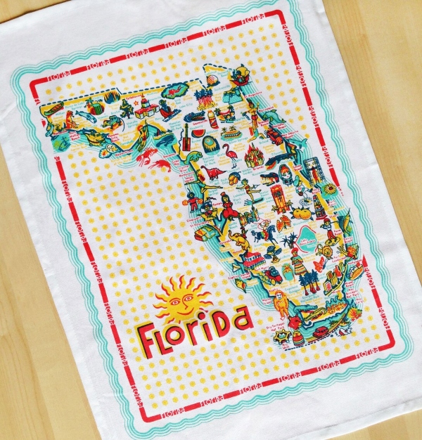 Florida Theme Kitchen Items Tea Towels Tablecloth Trays