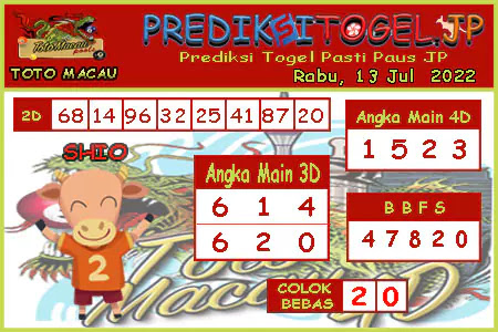 Prediksi Toto Macau JP Rabu 13 Juli 2022