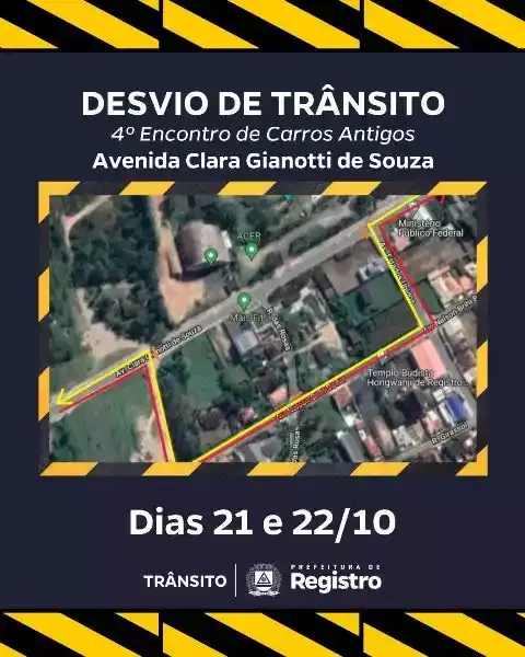 Interdição - Avenida Clara Gianotti de Souza  em Registro-SP