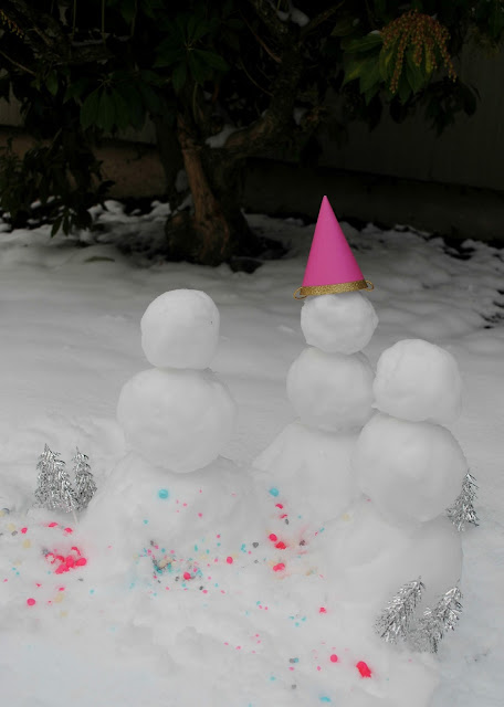 When it snows you build mini snowmen. 