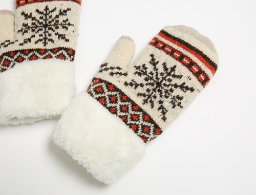  Snowflake Print Mittens