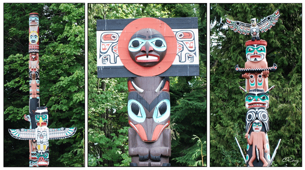 examples of totems in Vancouver's Stanley park
